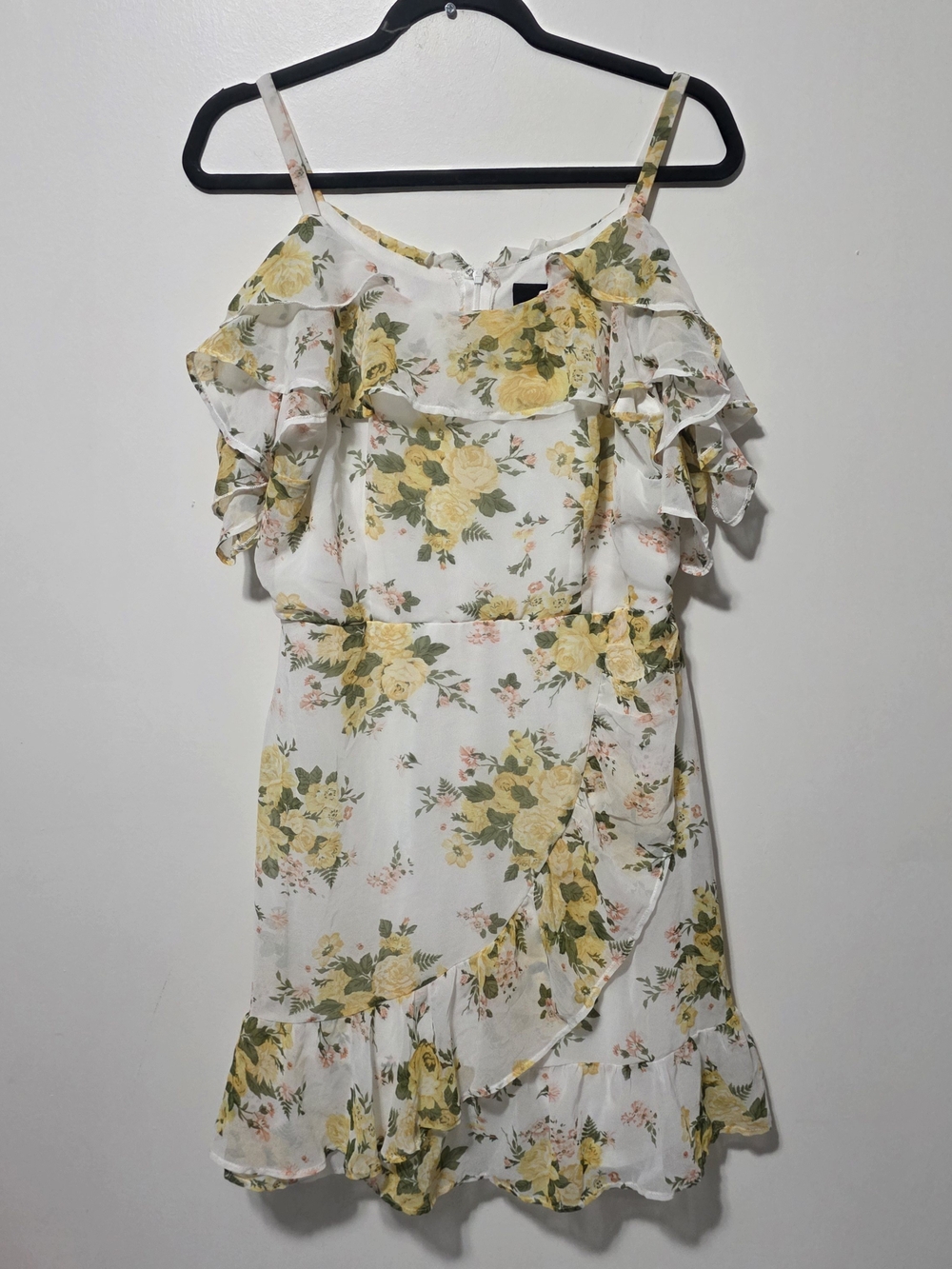 Disney White Mini Dress with Yellow Floral Ruffles